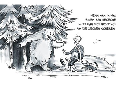 Wenn man im Wald einem Bär begegnet, muss man sich nicht mehr um die Zecken scheren ...